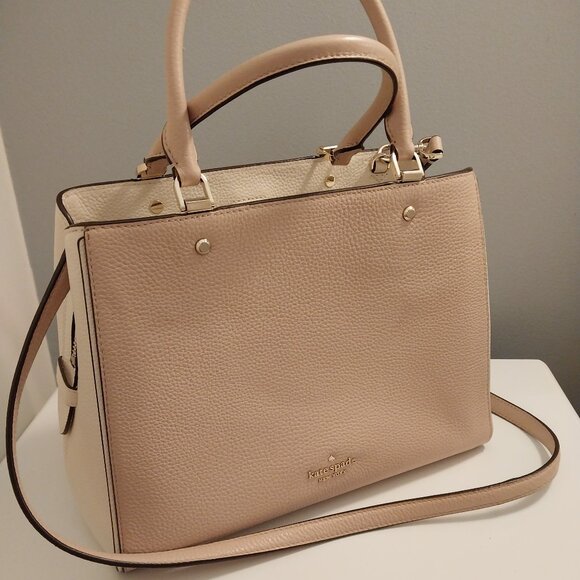 💗kate spade satchel, cross body, dust cover, pale pink-cream, EXC💗